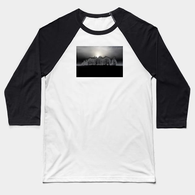 Dark Art Forest in the Fog / Swiss Artwork Photography Baseball T-Shirt by RaphaelWolf